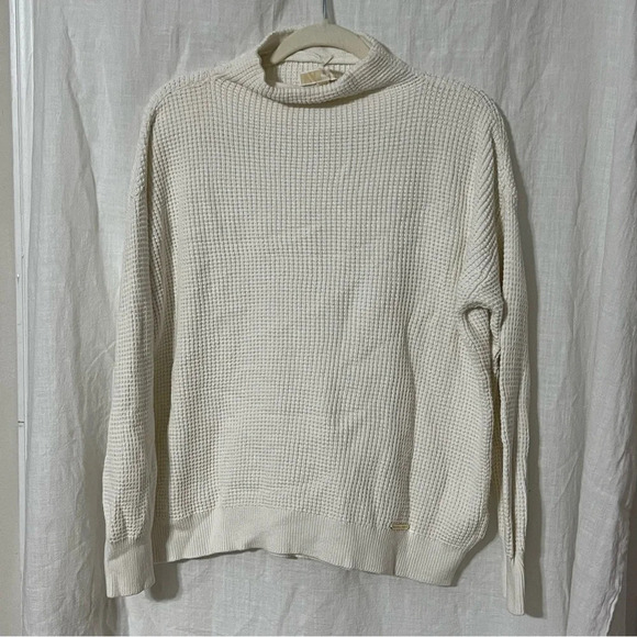 MICHAEL michael kors waffle knit mock neck sweater size XL Ivory - Picture 1 of 6